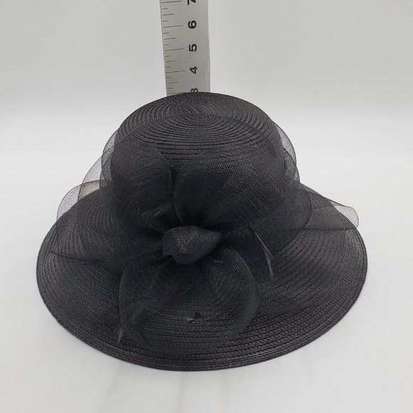 Kate Landry Black Hat with Feather Accent main image 9